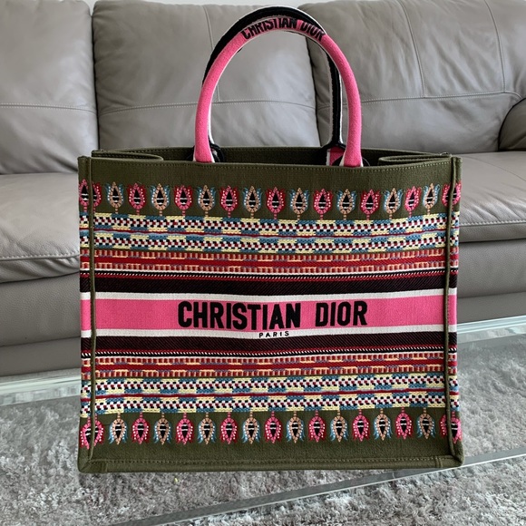 Dior Handbags - Dior Book Tote
Embroidered Canvas Pink Green